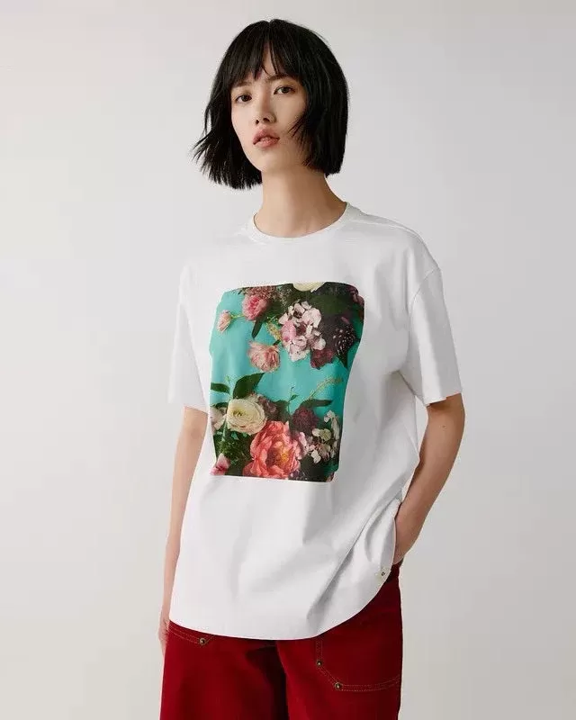 Noralux Women's Flowers Print Graphic Tee