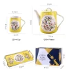 Royal 8 Piece Chinoise Flower-Bird Golden Tea Set