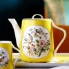 Royal 8 Piece Chinoise Flower-Bird Golden Tea Set