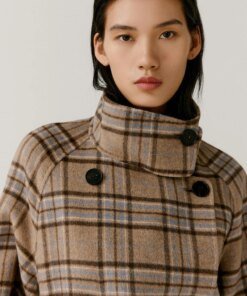 Noralux Women's Wool Plaid Double-Sided Belted Coat