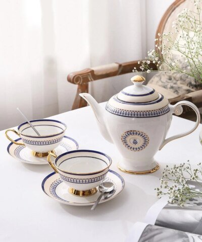 Royal 5 Piece Moroccan Gold Blue Tea Set