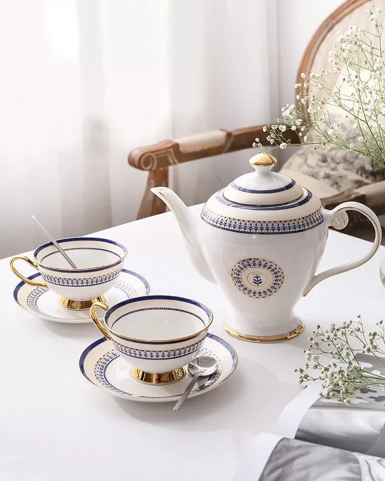 Royal 5 Piece Moroccan Gold Blue Tea Set