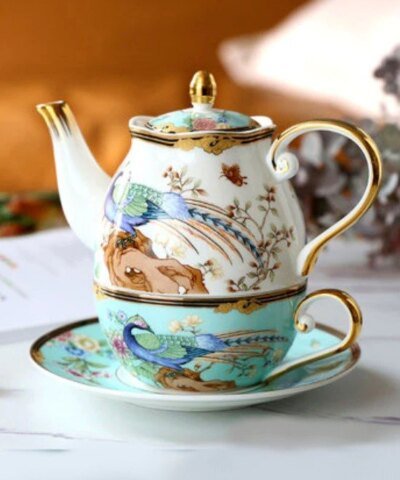 Royal Peacock Bone China Tea For One Set