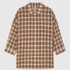 ICICLE Cotton Checked 3/4 Sleeve Drop-Shoulder Shirt