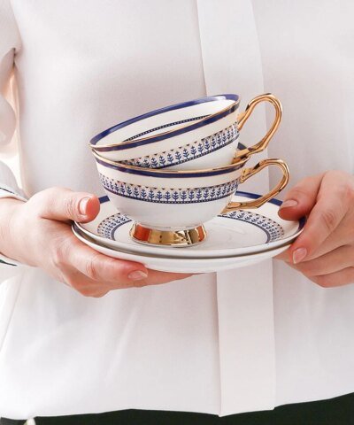 Royal 5 Piece Moroccan Gold Blue Tea Set