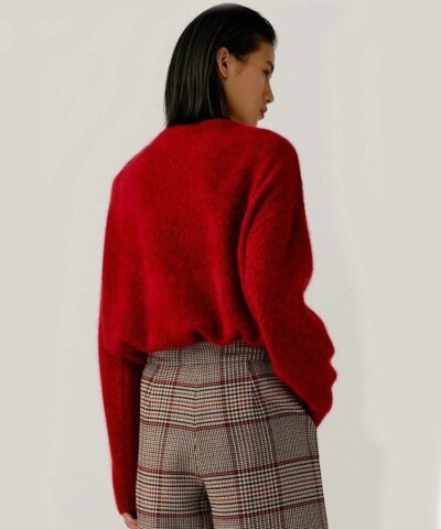 Noralux Cashmere V-Neck Knit Sweater In Wine