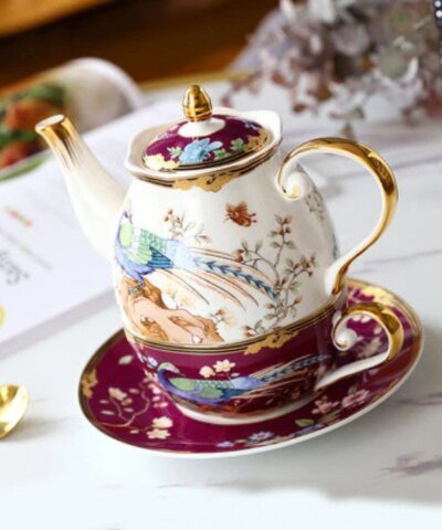 Royal Peacock Bone China Tea For One Set