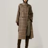 Noralux Women's Wool Plaid Double-Sided Belted Coat