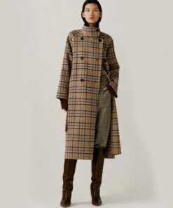 Noralux Women's Wool Plaid Double-Sided Belted Coat