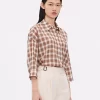 ICICLE Cotton Checked 3/4 Sleeve Drop-Shoulder Shirt