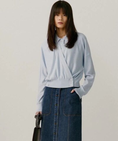 ICICLE Sequined Wool V-Neckline Wraparound Cardigan