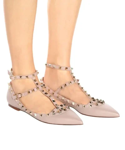 Valentino Garavani Rockstud leather ballerinas Flat