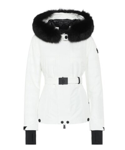 Moncler Grenoble Laplance Belted Jacket w/ Fur Collar