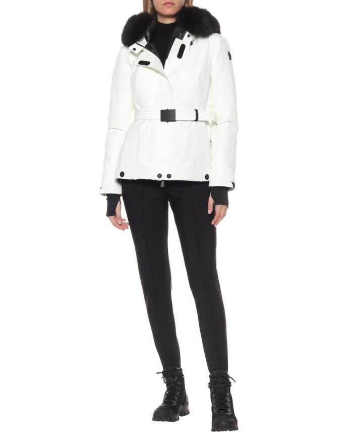 Moncler Grenoble Laplance Belted Jacket w/ Fur Collar