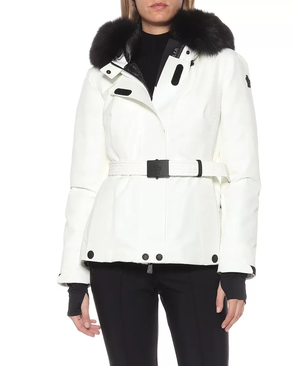 Moncler Grenoble Laplance Belted Jacket w/ Fur Collar