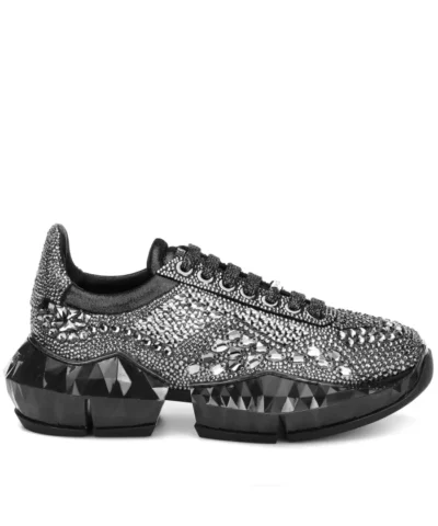 Jimmy Choo Diamond Crystal-Embellished Sneakers.