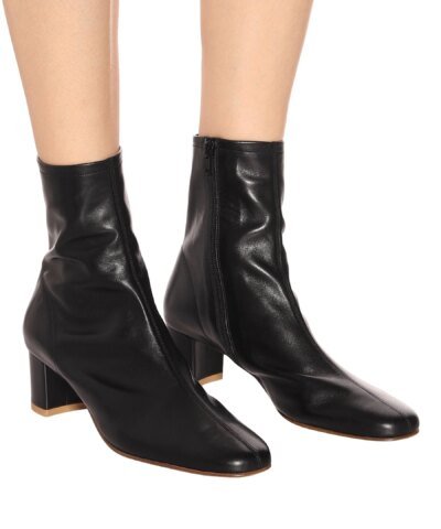 By Far Sofia Leather Ankle Boots In Black