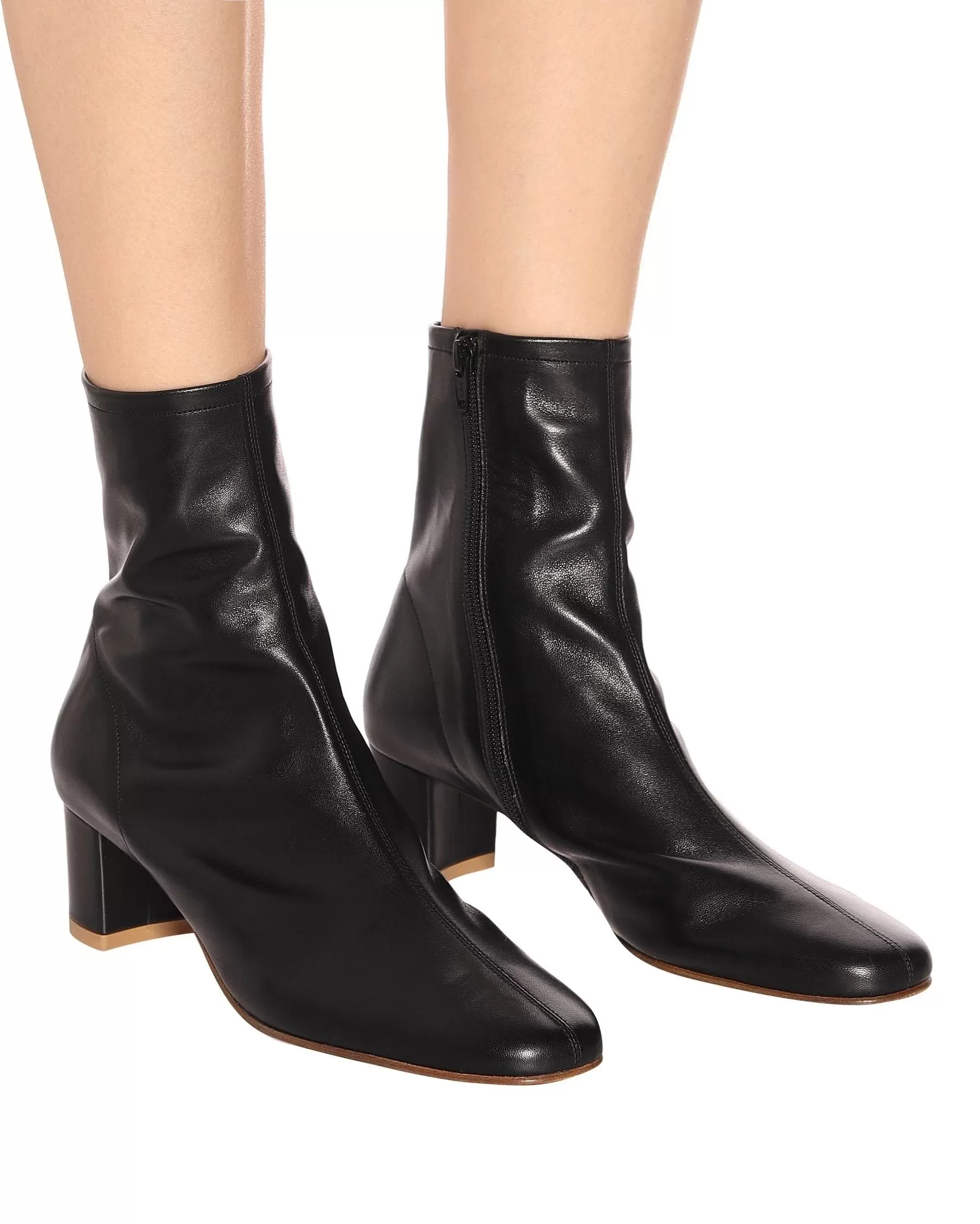 By Far Sofia Leather Ankle Boots In Black