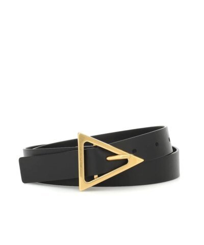 Bottega Veneta 2.0 cm Black Triangle-Buckle Leather Belt