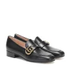 Gucci Black Leather Loafers with Double G