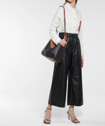 Loewe Hammock Small Leather Shoulder Bag In Black Brown