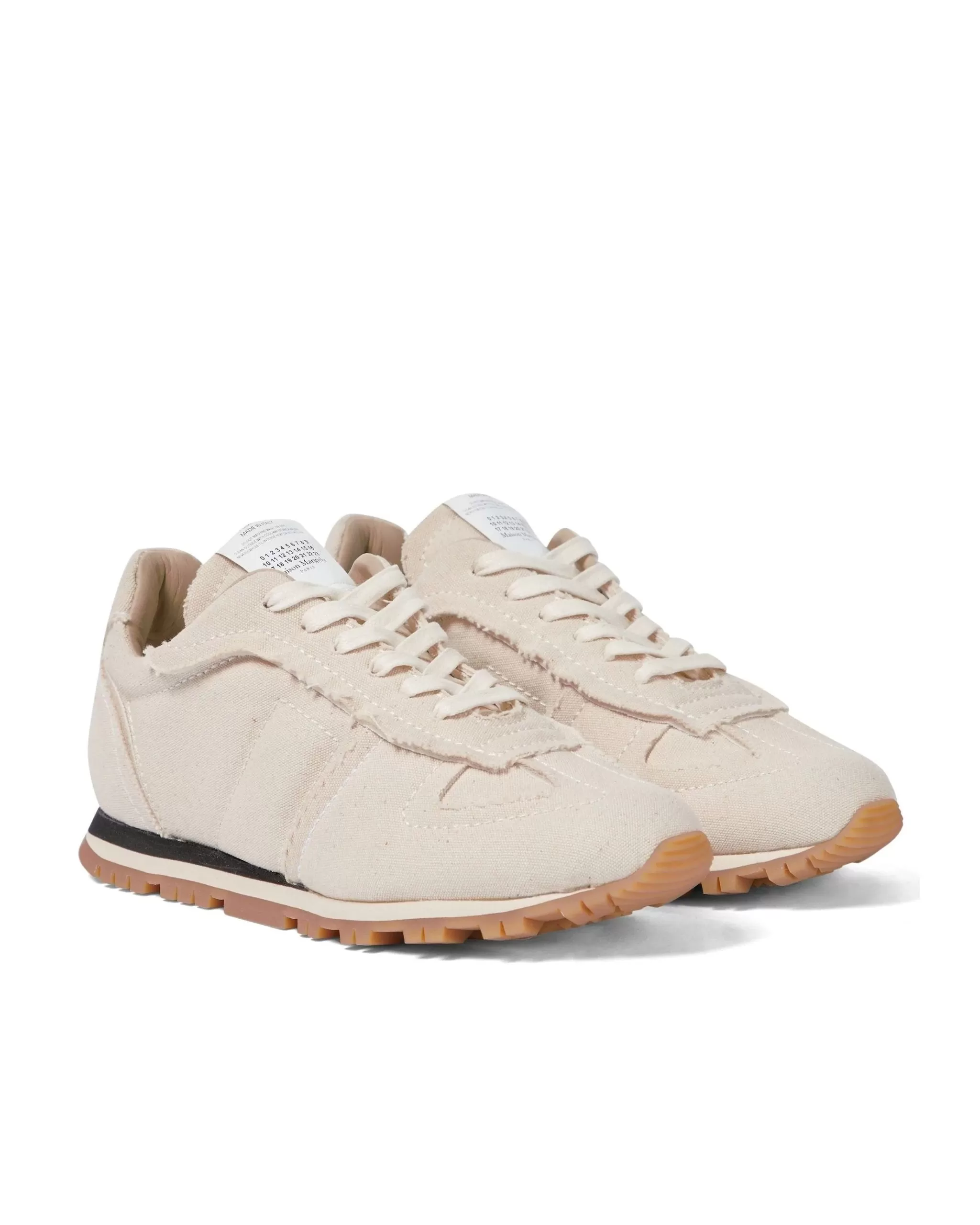 Maison Margiela Replica Suede And Leather Sneakers, Beige