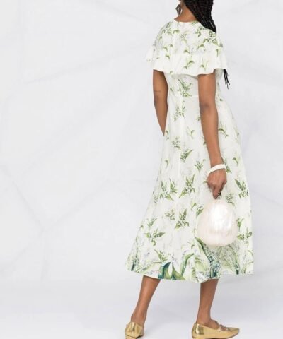 Red Valentino May Lily Ruffle-Detail Dress, White