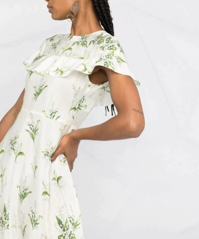 Red Valentino May Lily Ruffle-Detail Dress, White