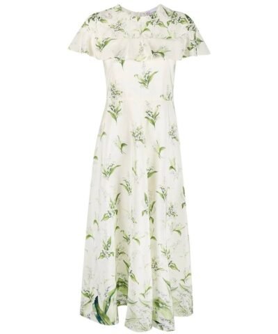 Red Valentino May Lily Ruffle-Detail Dress, White