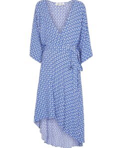 DVF Eloise Crepe High-Low Midi Dress in Fun Club Blue