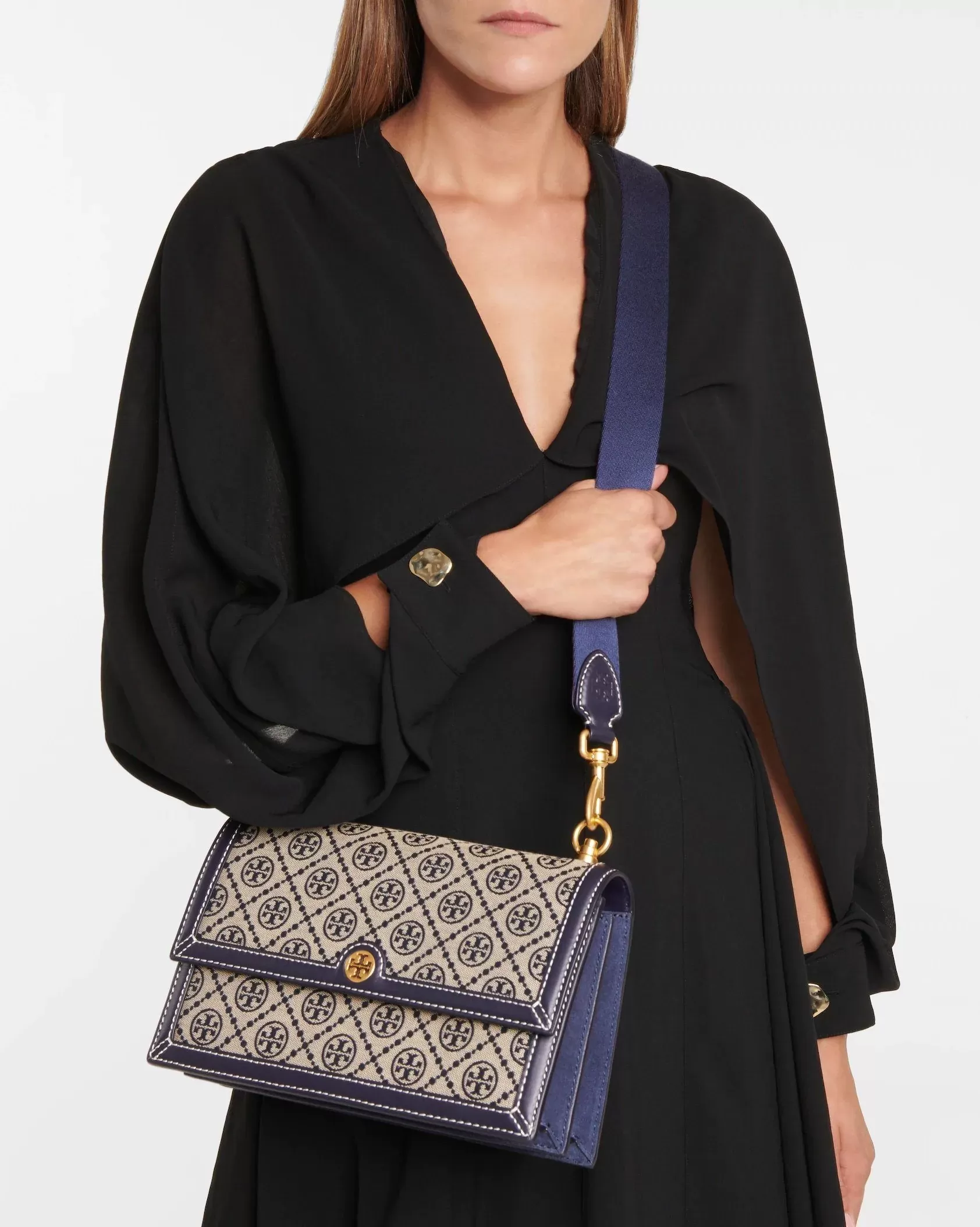 Tory Burch T Monogram Jacquard Shoulder Bag, Tory Navy