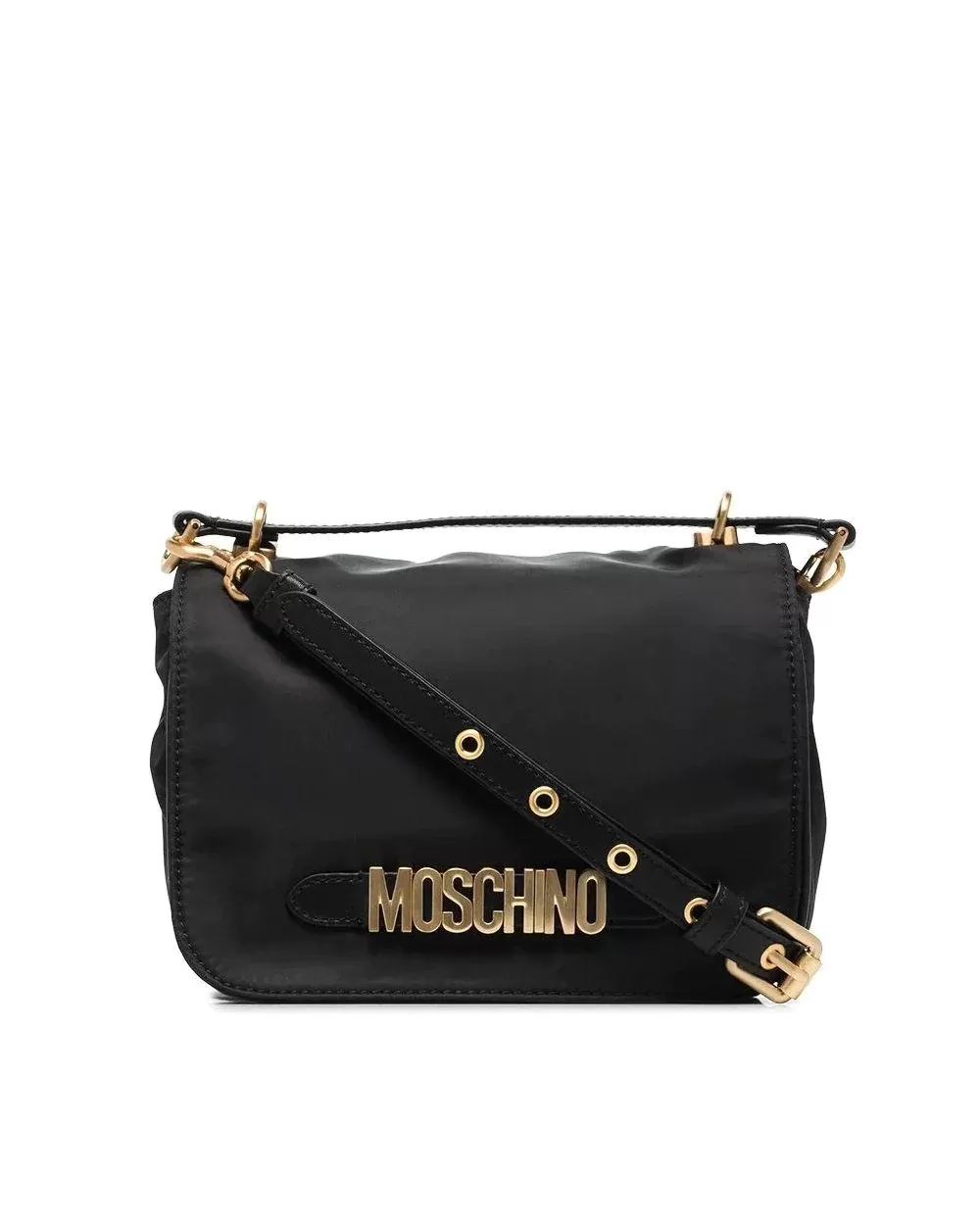 Moschino Logo-Plaque Shoulder Bag In Black