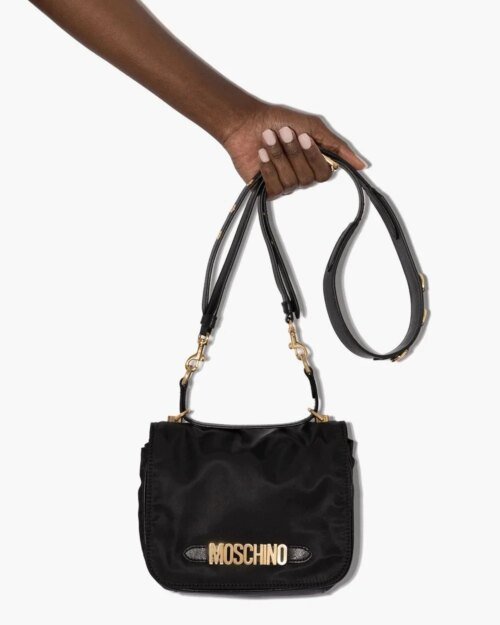 Moschino Logo-Plaque Shoulder Bag In Black