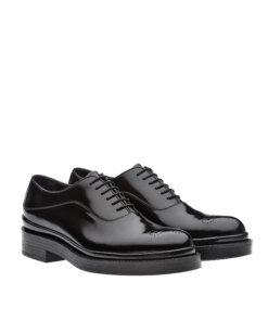 Prada Men's Brushed Leather Oxford Shoes