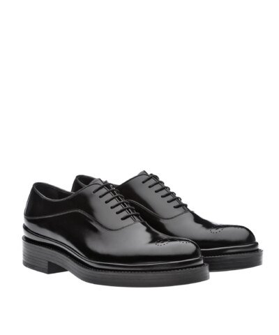 Prada Men's Brushed Leather Oxford Shoes
