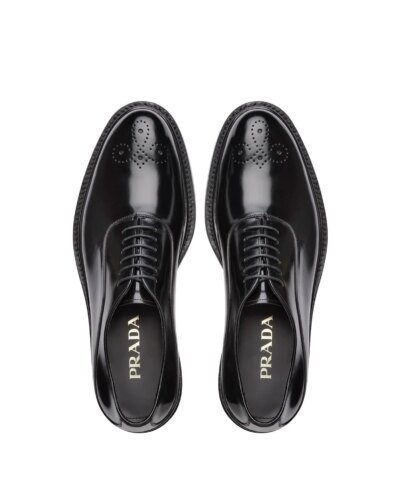 Prada Men's Brushed Leather Oxford Shoes