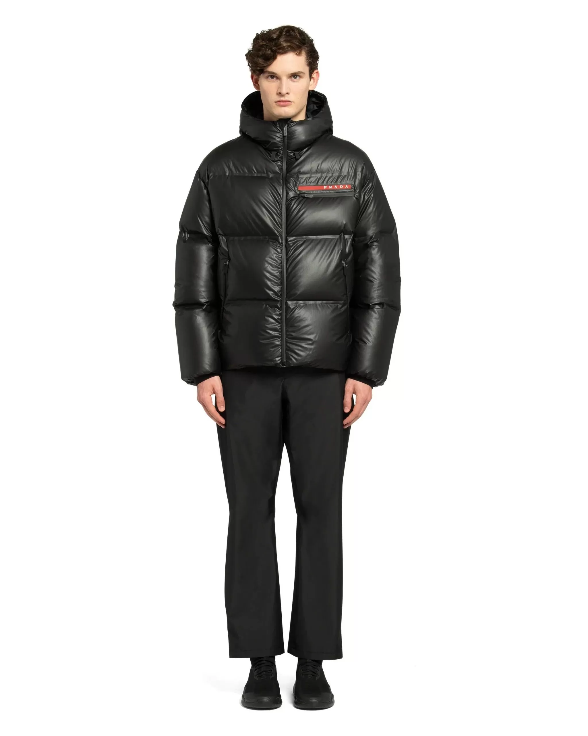 Prada Light Nylon Hooded Puffer Jacket