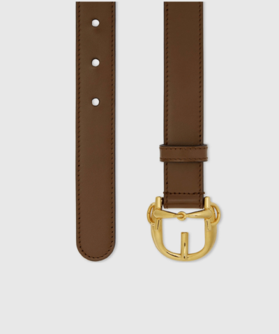 Gucci Thin Belt With Horsebit Buckle, Brown
