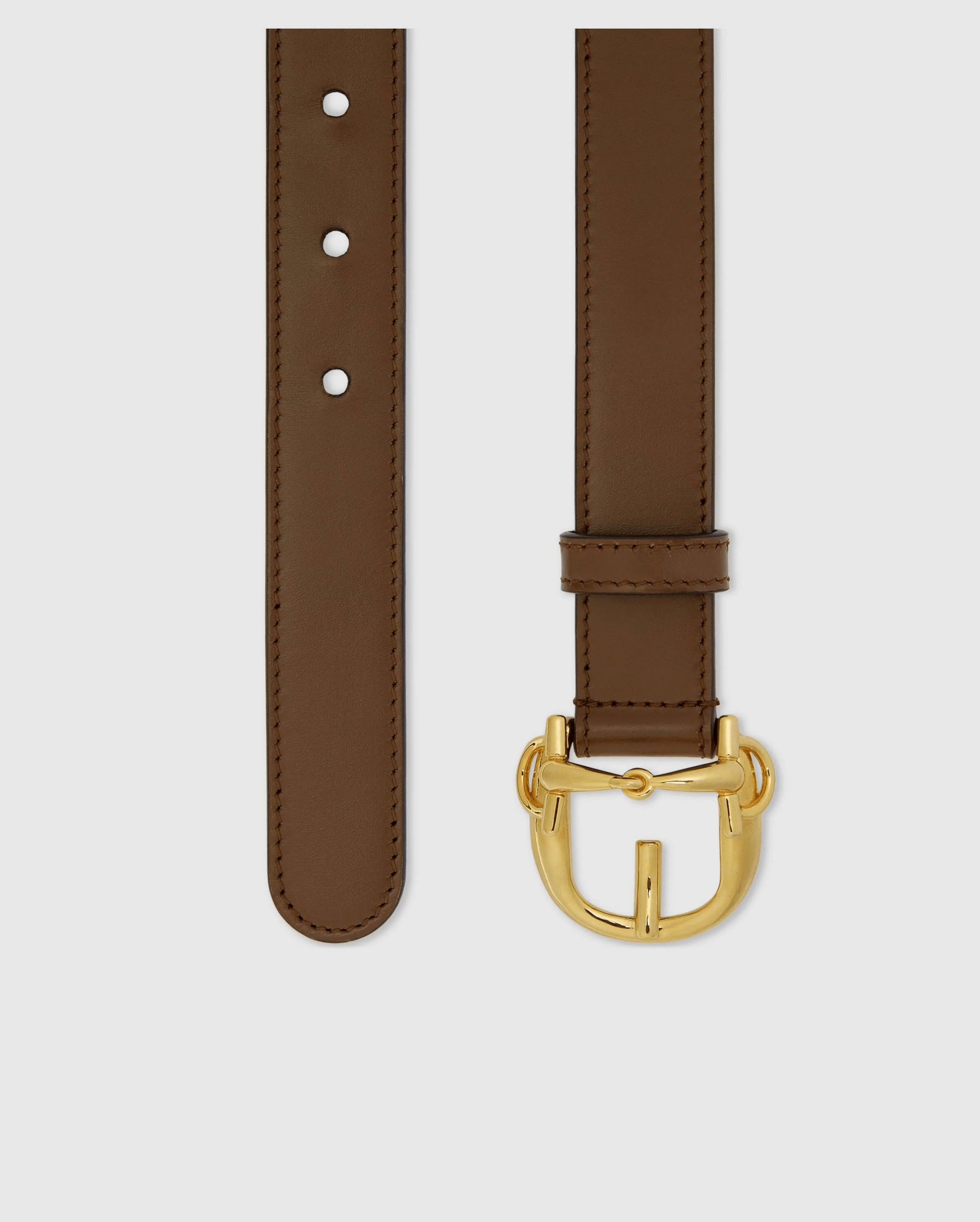 Gucci Thin Belt With Horsebit Buckle, Brown