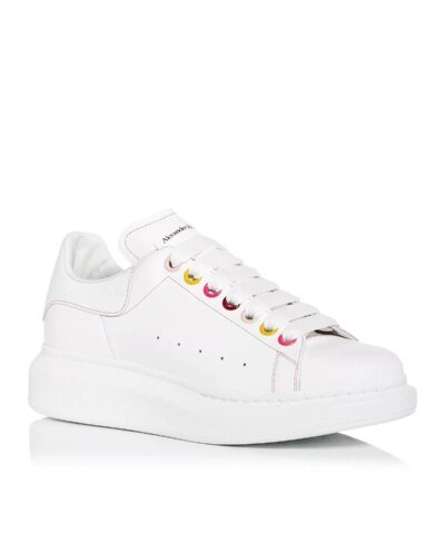 Alexander McQueen White Rainbow Eyelets Oversized Sneakers