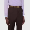 Gucci Thin Belt With Horsebit Buckle, Brown