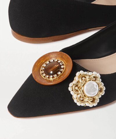 Miu Miu Embellished Grosgrain Ballet Flats