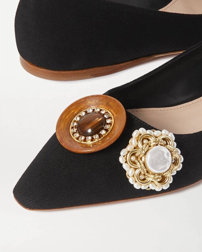 Miu Miu Embellished Grosgrain Ballet Flats