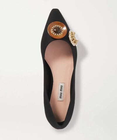 Miu Miu Embellished Grosgrain Ballet Flats