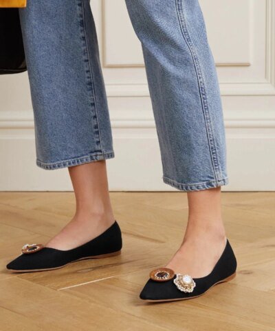 Miu Miu Embellished Grosgrain Ballet Flats