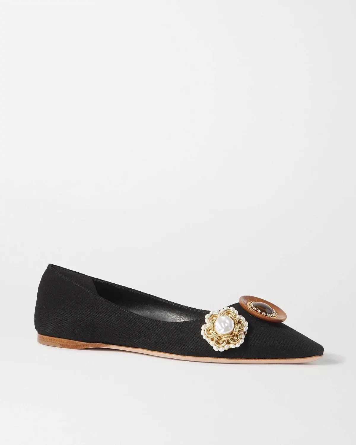 Miu Miu Embellished Grosgrain Ballet Flats