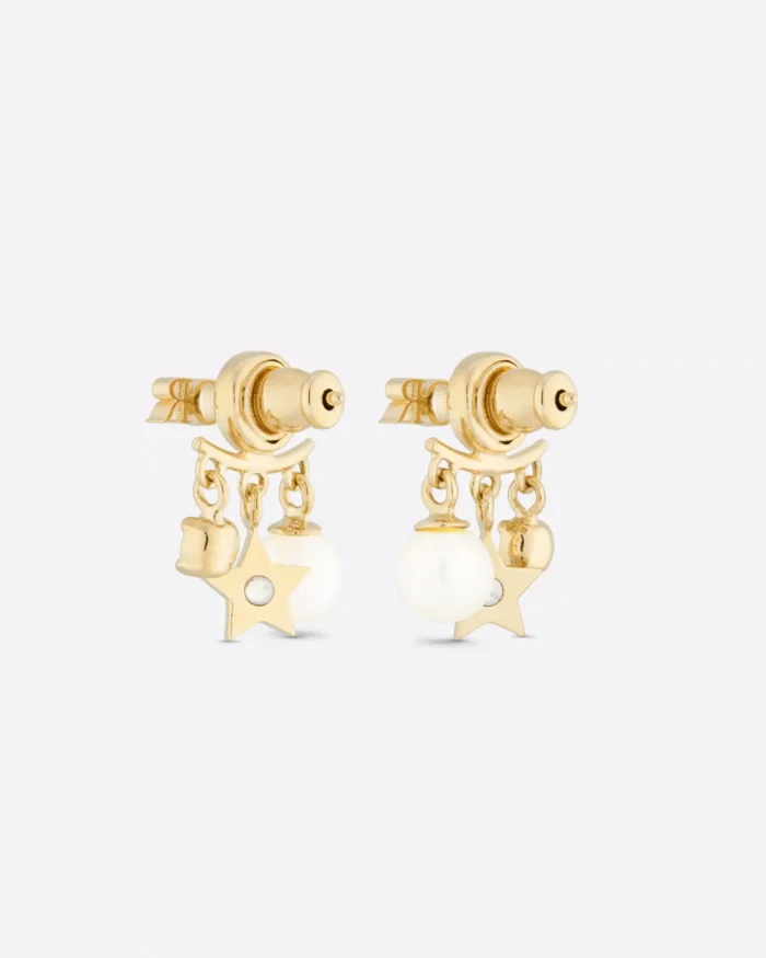 Dior Pearl Crystal Dio(r)evolution Earrings Aged Gold - Image 3