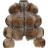 Simplee Limited Edition Natural Raccoon Fur Woolen Coat