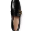 Gucci Black Leather Loafers with Double G
