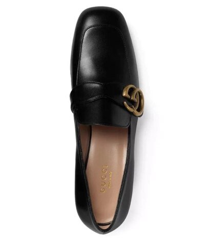 Gucci Black Leather Loafers with Double G